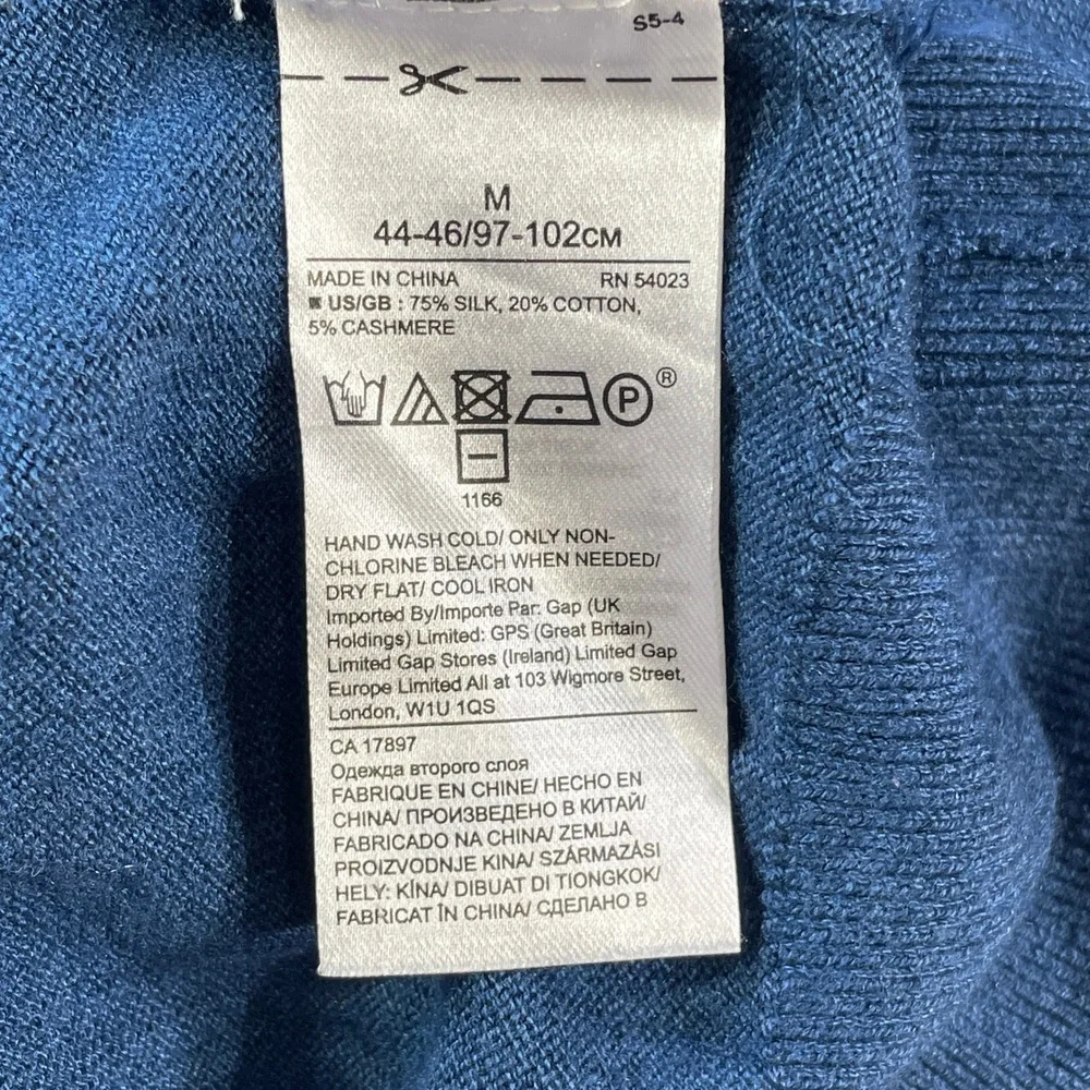 Banana Republic Sweater Mens Medium Blue Luxury Blend Silk Cashmere V Neck